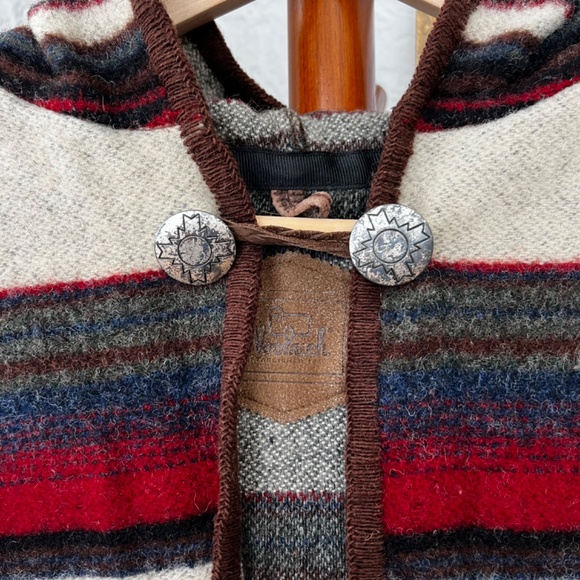 Vintage Woolrich Hooded Striped Poncho w/ Fringe Detail - Picture 2 of 6